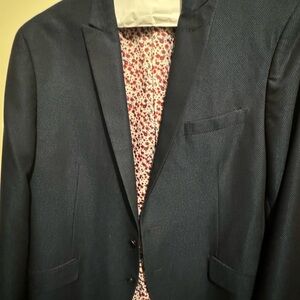 SAVILE ROW Co Navy Blue Blazer Houndstooth 44R sport coat blazer